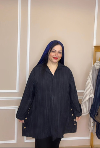 مانتو لینن سایز بزرگ خط عمودی کد ۱۳۱۴۱۵