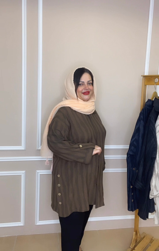 مانتو لینن سایز بزرگ خط عمودی کد ۱۳۱۴۱۵