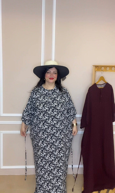 پیراهن نخی جلو سه دکمه سایز بزرگ کد ۶۵۶۴