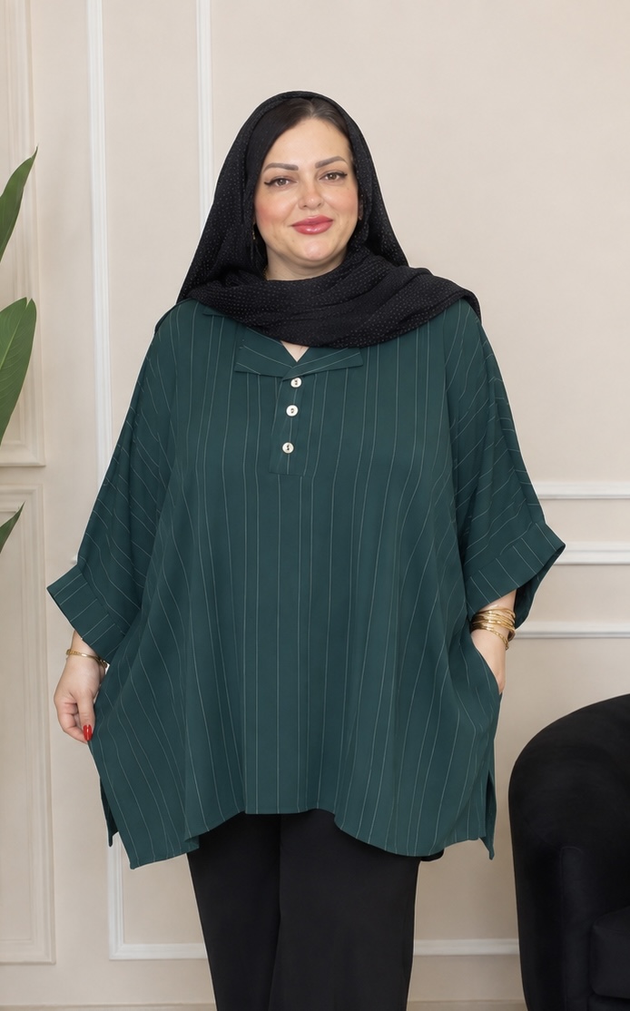 شومیز مانتو کرد دیپلمات سایز بزرگ کد ۵۴۴۶