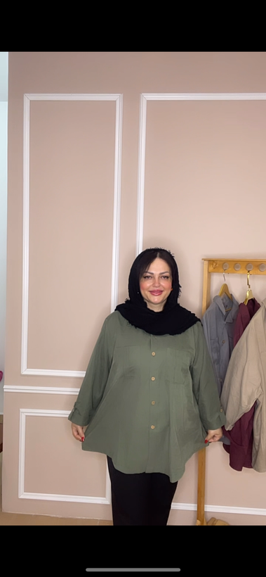 شومیز مانتویی سیلک سایز بزرگ کد ۴۴۰۰۴۴