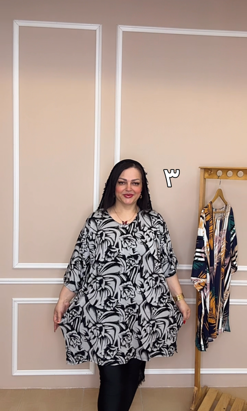تیشرت ویسکوز کره ای نقره کوب شده سایز بزرگ کد ۵۵۱۸۹